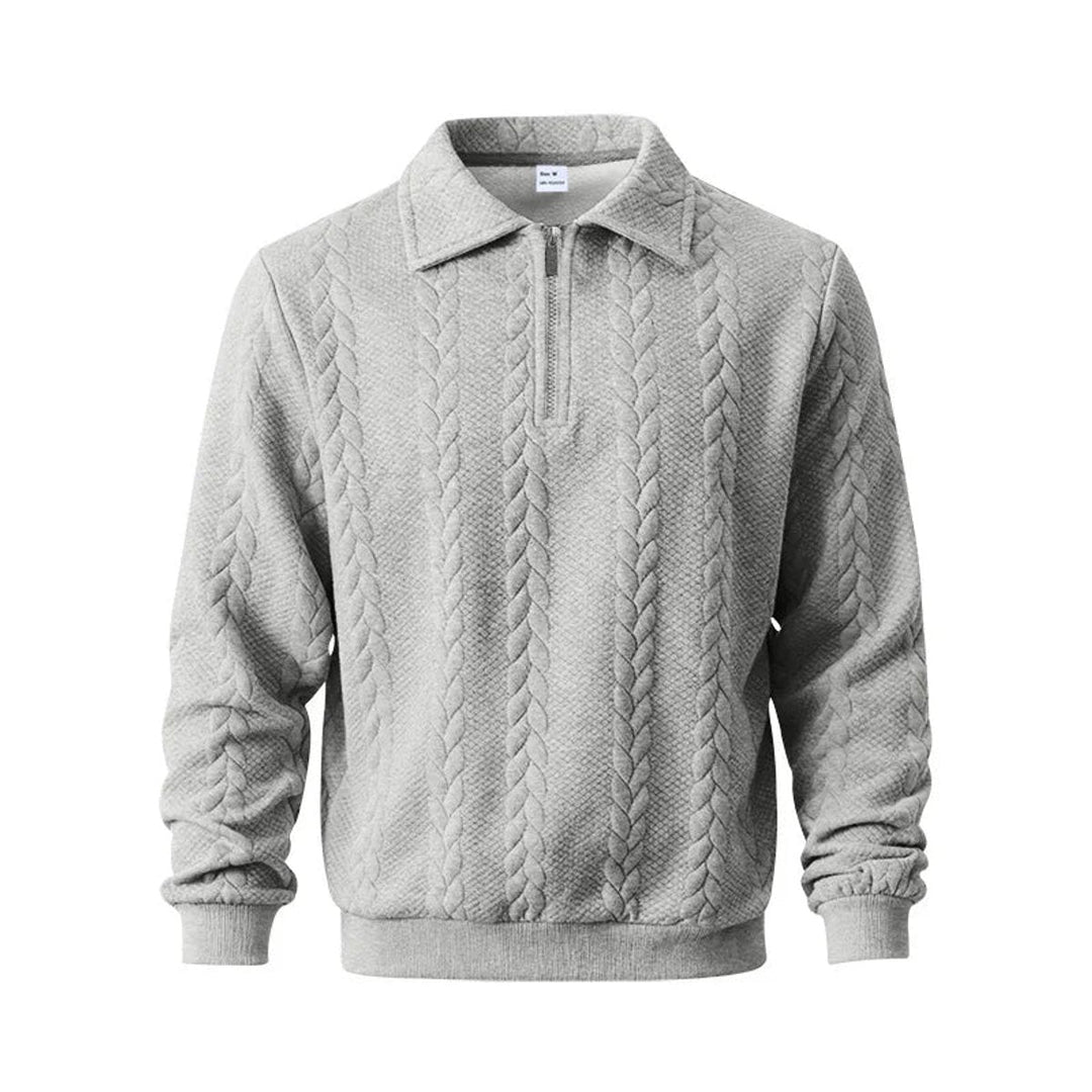 Charlie | Men's Cable-Knit Quarter-Zip Polo Jumper