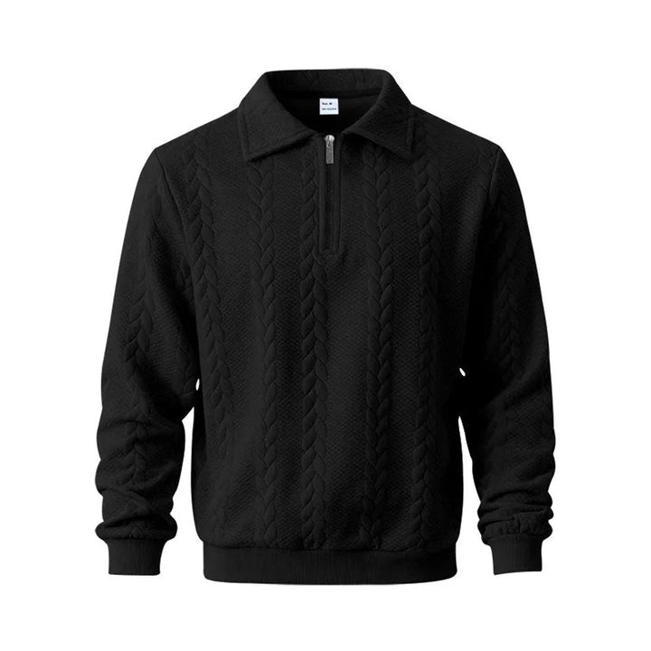 Charlie | Men's Cable-Knit Quarter-Zip Polo Jumper