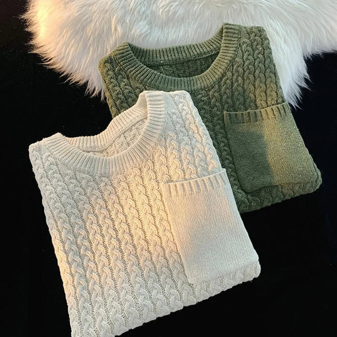 Archie | Men's Cable-Knit Relaxed Chest-Pocket Knitwear Vest Jumper
