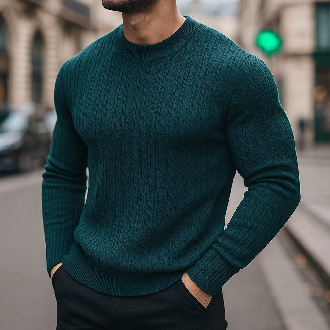 George | Mens Cable-Knit Wool Crew-Neck Jumper Slim Fit