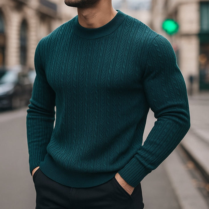 George | Mens Cable-Knit Wool Crew-Neck Jumper Slim Fit