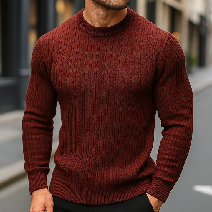 George | Mens Cable-Knit Wool Crew-Neck Jumper Slim Fit