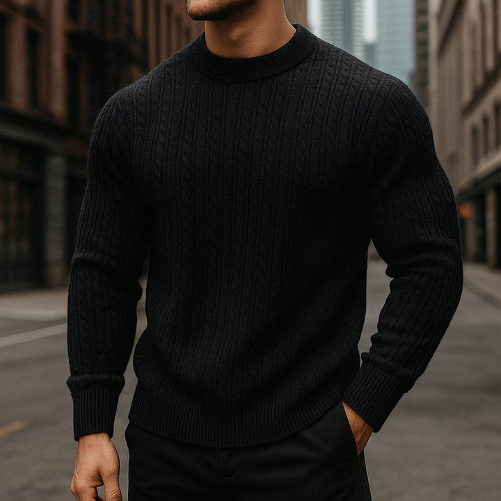 George | Mens Cable-Knit Wool Crew-Neck Jumper Slim Fit