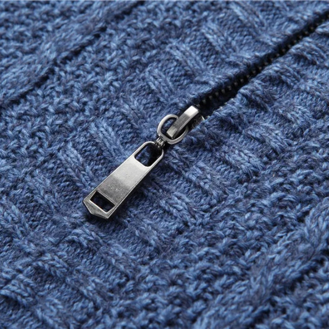 Archie | Mens Cable-Knit Wool Full-Zip Cardigan Jacket