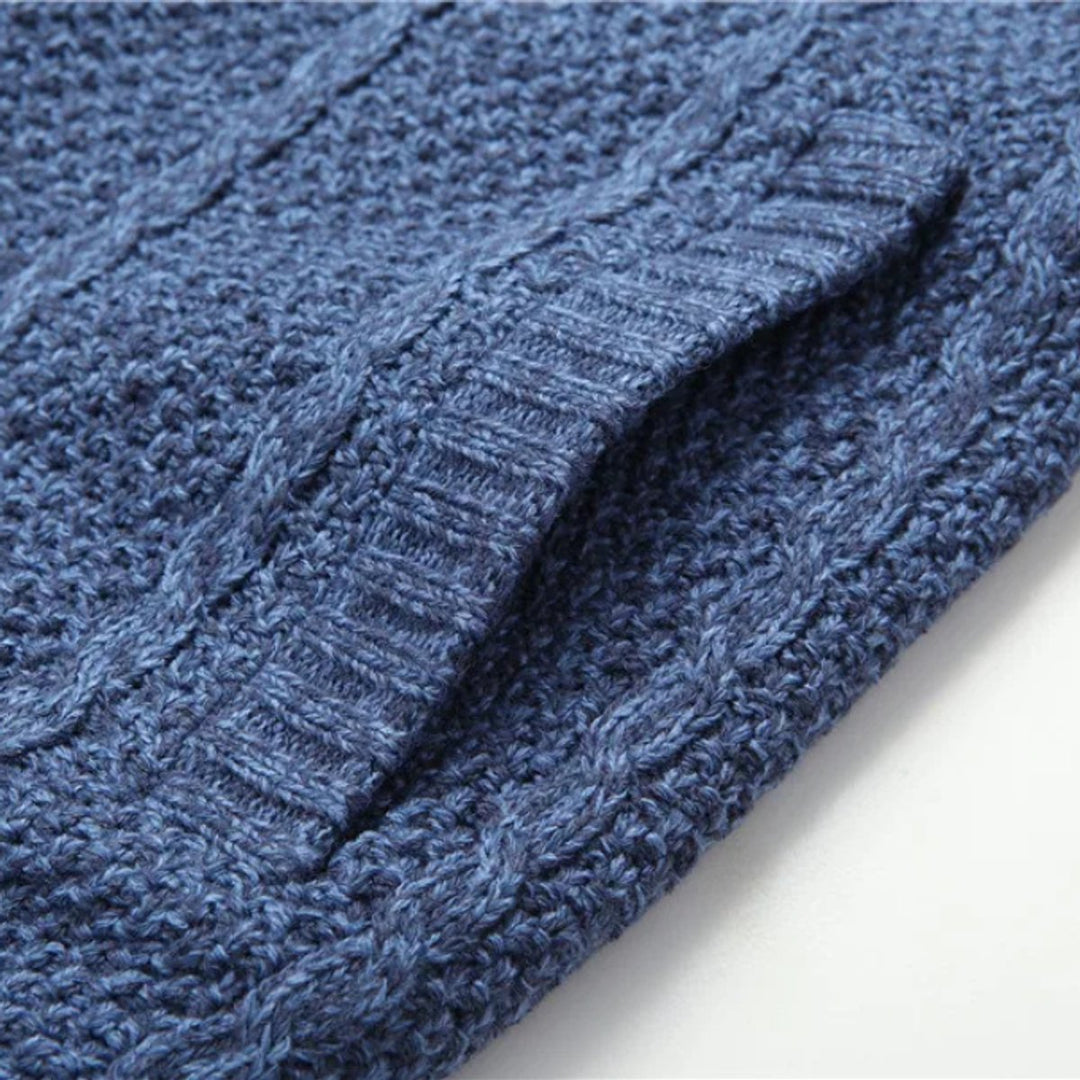 Archie | Mens Cable-Knit Wool Full-Zip Cardigan Jacket