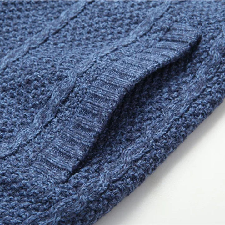 Archie | Mens Cable-Knit Wool Full-Zip Cardigan Jacket