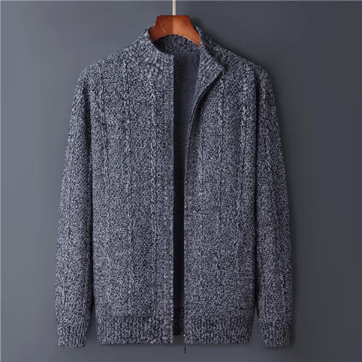 Archie | Mens Cable-Knit Wool Full-Zip Cardigan Jacket