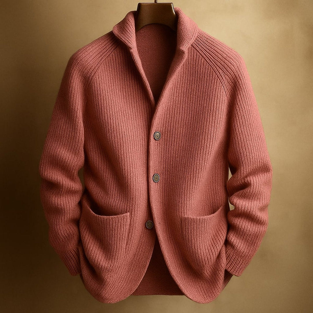 Jacob | Mens Cardigan Heavyweight Ribbed Knit Button-Front Jumper