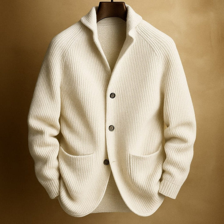 Jacob | Mens Cardigan Heavyweight Ribbed Knit Button-Front Jumper