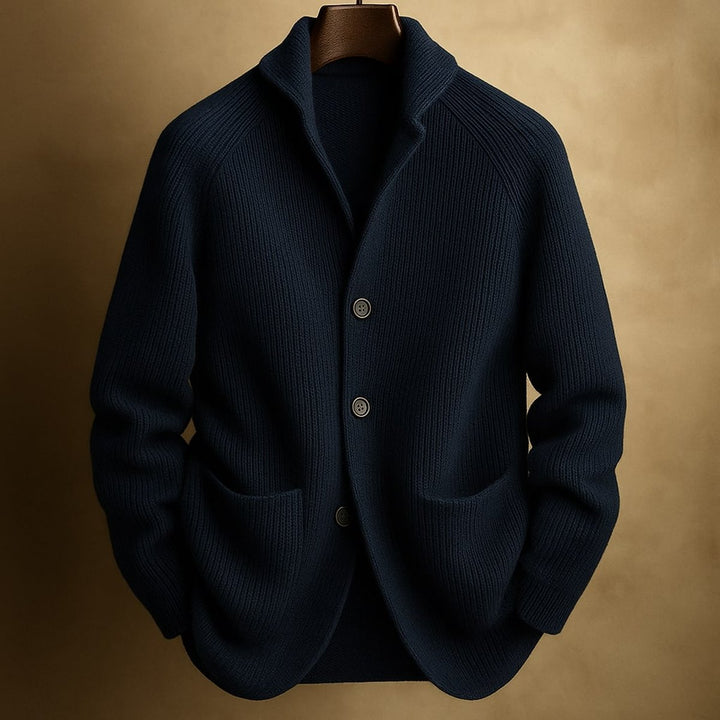 Jacob | Mens Cardigan Heavyweight Ribbed Knit Button-Front Jumper