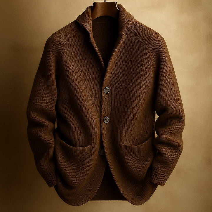 Jacob | Mens Cardigan Heavyweight Ribbed Knit Button-Front Jumper
