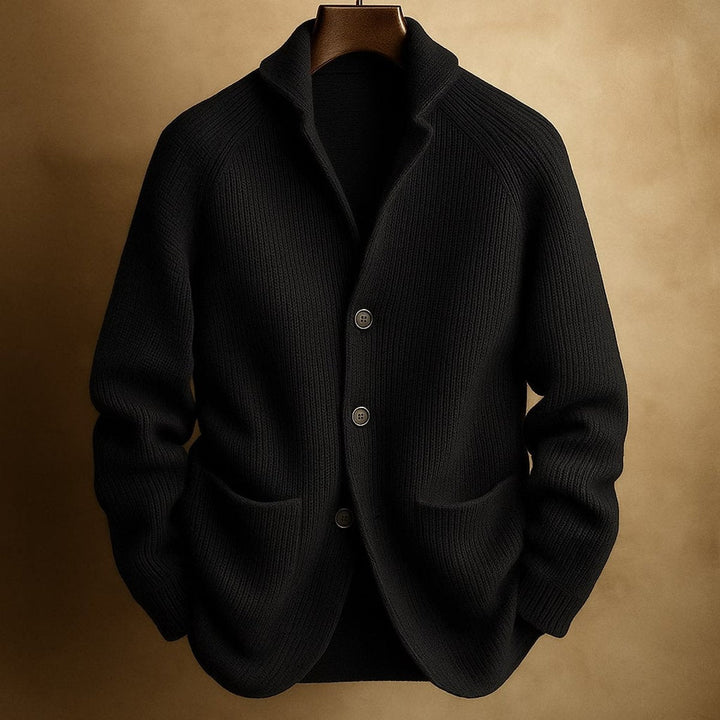 Jacob | Mens Cardigan Heavyweight Ribbed Knit Button-Front Jumper