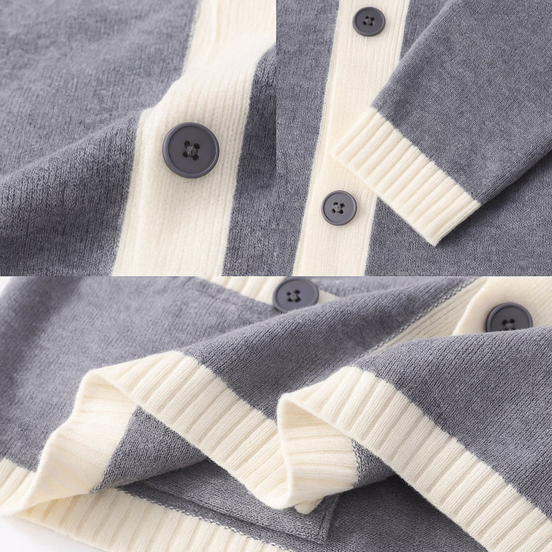 James | Men's Cardigan Heavyweight Two-Tone Button-Front Knitted Jumper