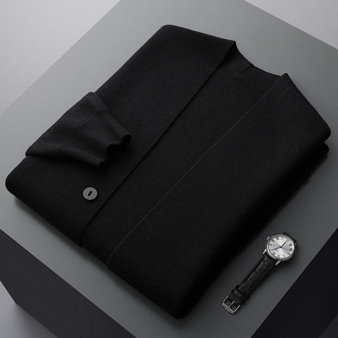 Jacob | Mens Cardigans Merino Wool Blend Button-Up Stripe Sleeve Knit