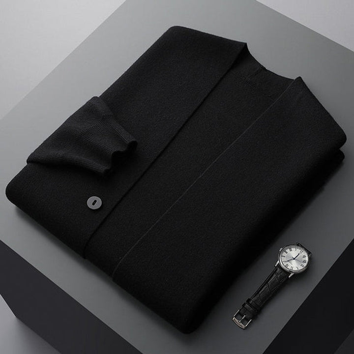 Jacob | Mens Cardigans Merino Wool Blend Button-Up Stripe Sleeve Knit