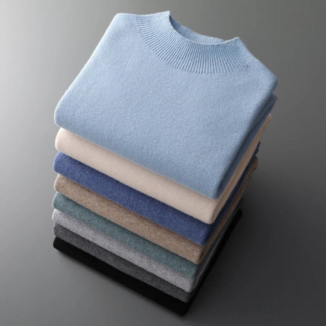 Theo | Men's Cashmere Blend Half-Neck Knitted Jumper Mock Neck
