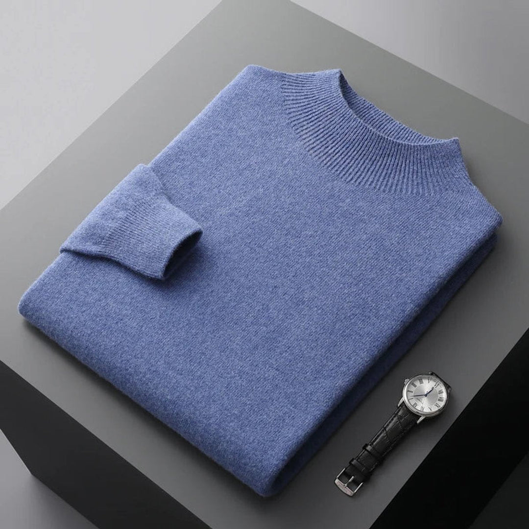 Theo | Men's Cashmere Blend Half-Neck Knitted Jumper Mock Neck