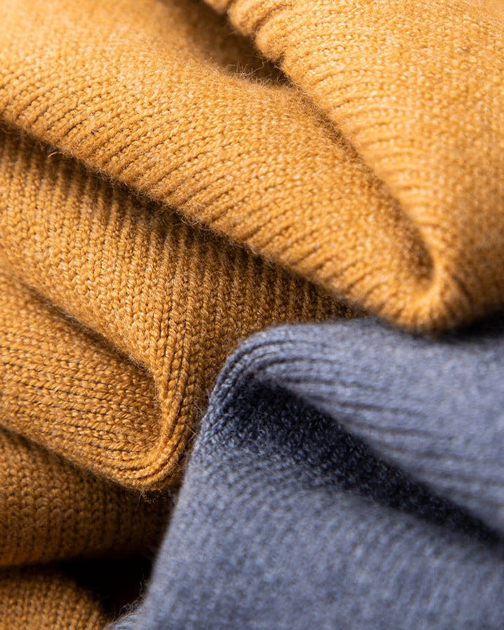 George | Men's Cashmere Blend V-Neck Knitted Jumper Ribbed Cuffs