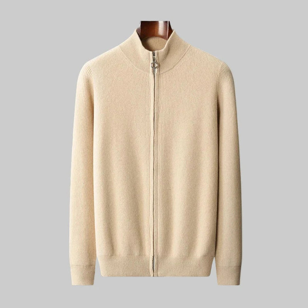 James | Men's Cashmere Full-Zip Knitted Cardigan Jumper High Collar
