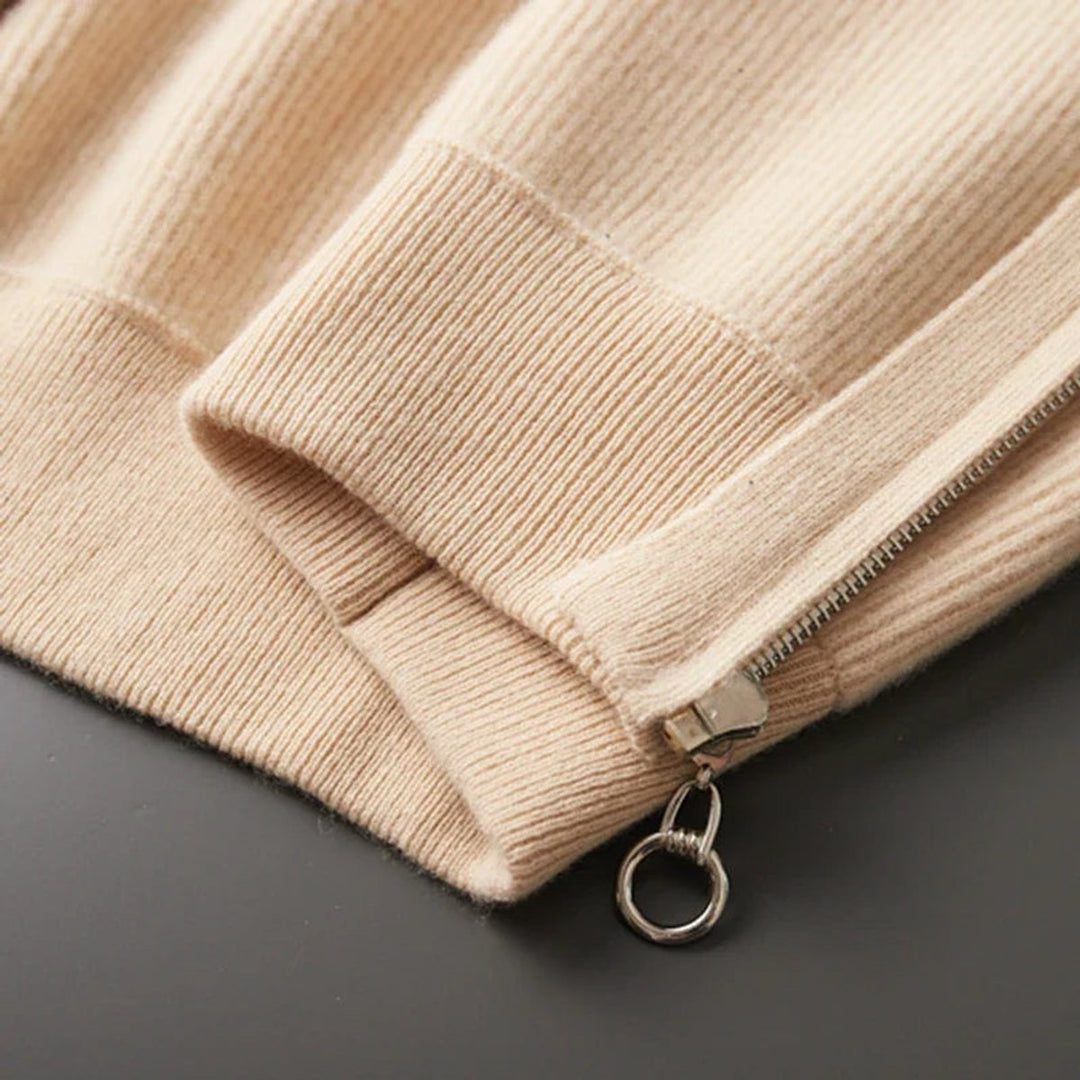 James | Men's Cashmere Full-Zip Knitted Cardigan Jumper High Collar