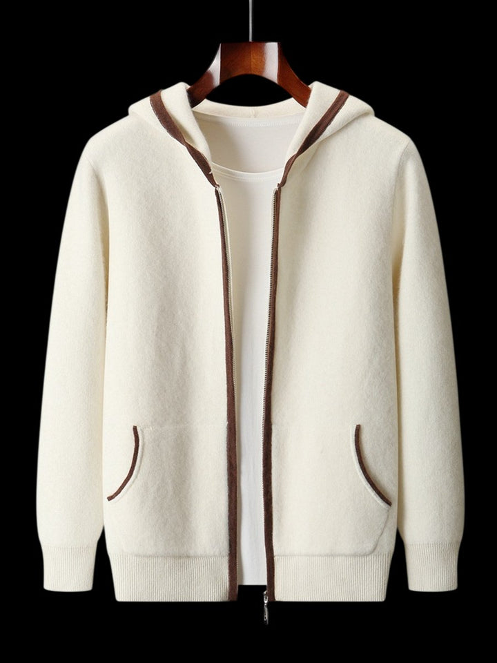 Charlie | Men's Cashmere Full-Zip Hooded Knit Jacket Side Pockets