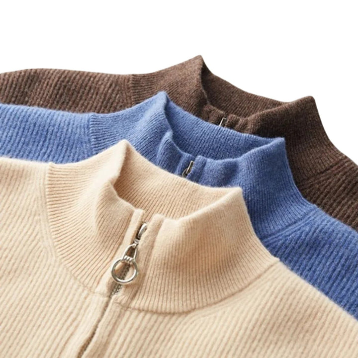 George | Men's Cashmere Knit Full-Zip Cardigan Stand Collar