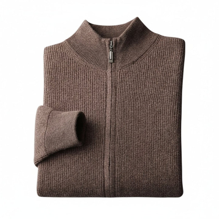 George | Men's Cashmere Knit Full-Zip Cardigan Stand Collar