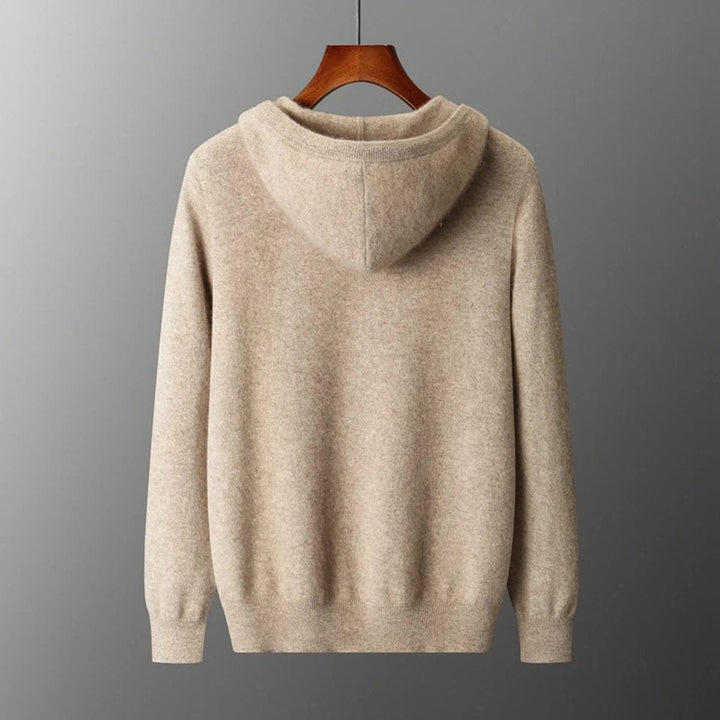 Theo | Men's Cashmere Knit Zip Hoodie Relaxed-Fit Ribbed-Cuff Jumper