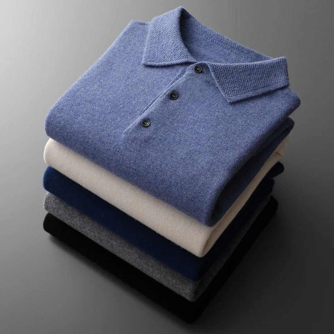 George | Men's Cashmere Blend Knitted Polo Jumper Long Sleeve