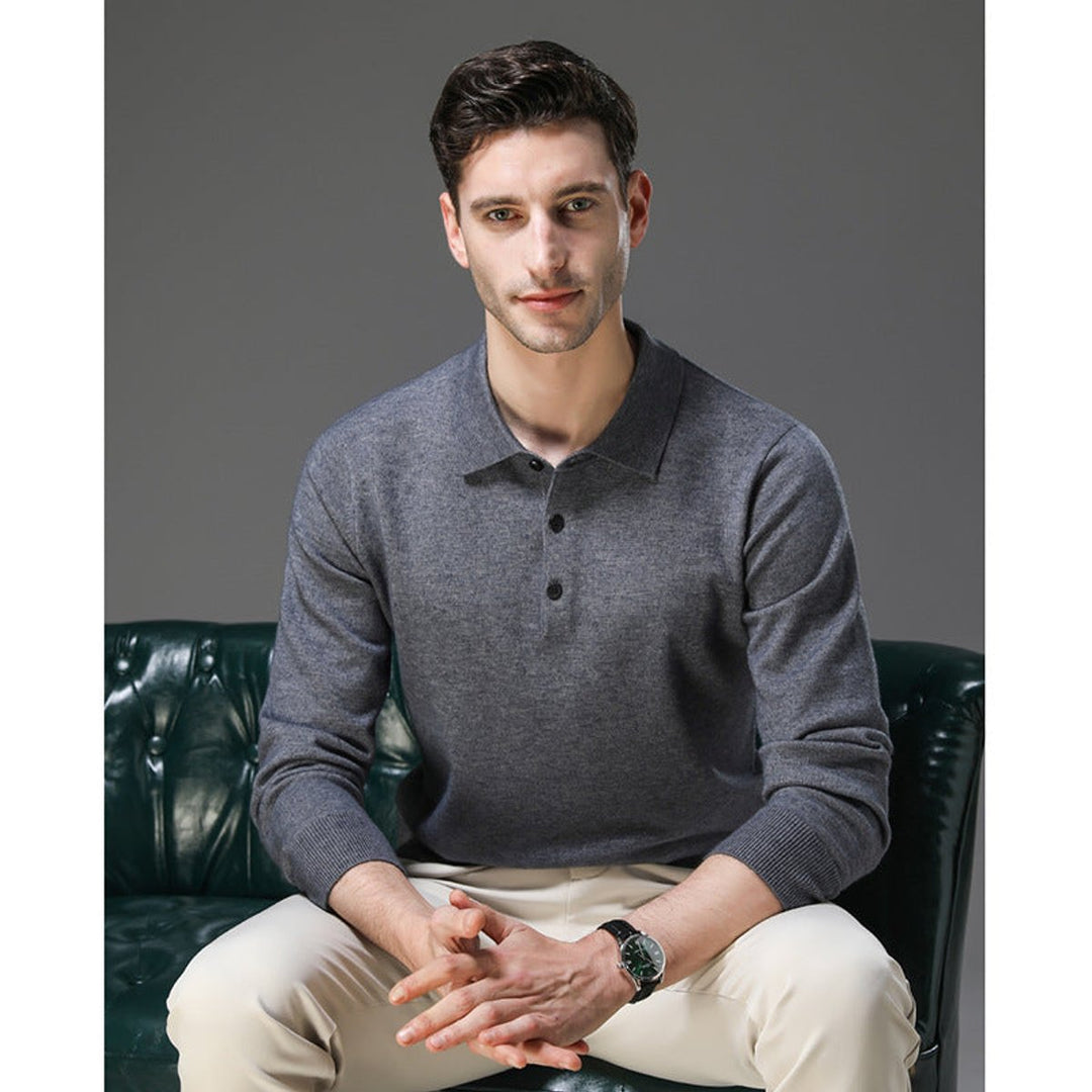 George | Men's Cashmere Blend Knitted Polo Jumper Long Sleeve
