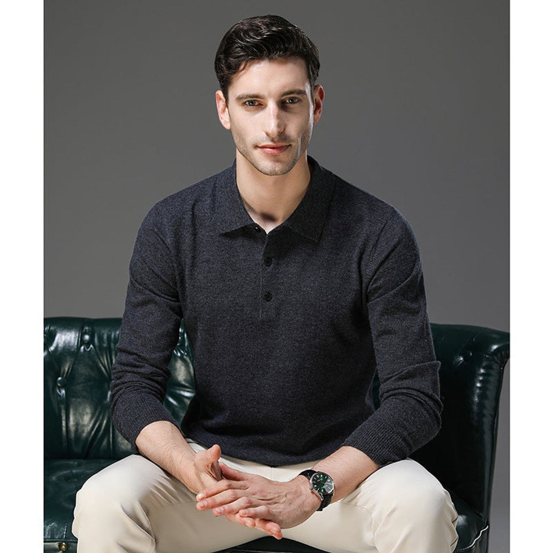 George | Men's Cashmere Blend Knitted Polo Jumper Long Sleeve