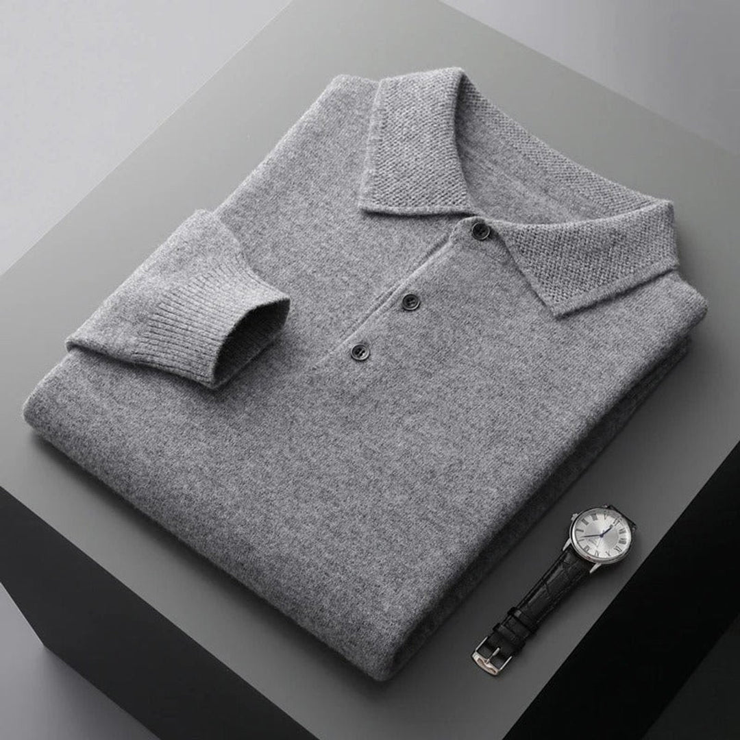 George | Men's Cashmere Blend Knitted Polo Jumper Long Sleeve