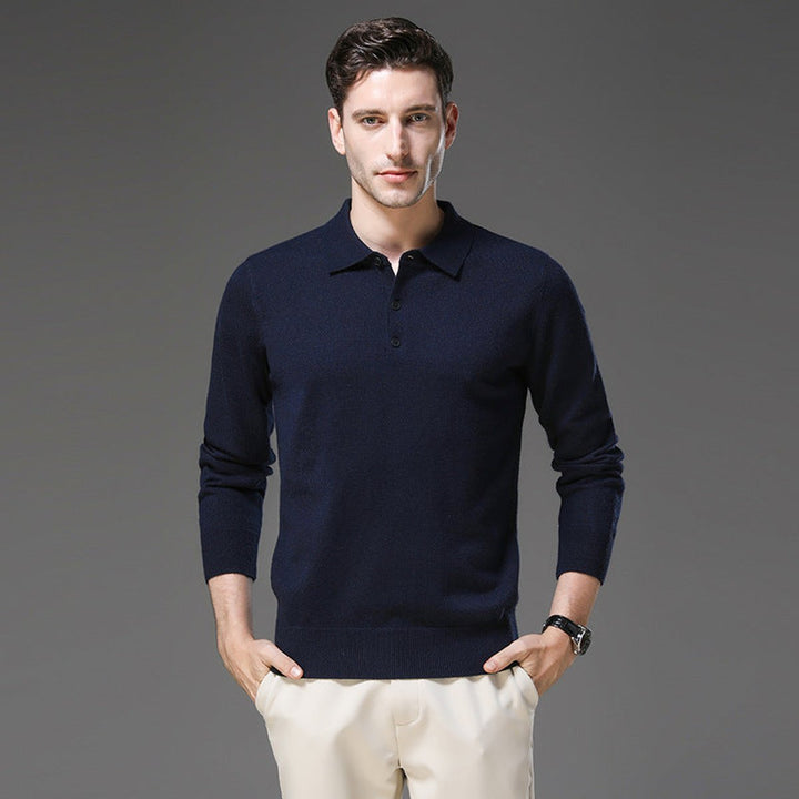 George | Men's Cashmere Blend Knitted Polo Jumper Long Sleeve