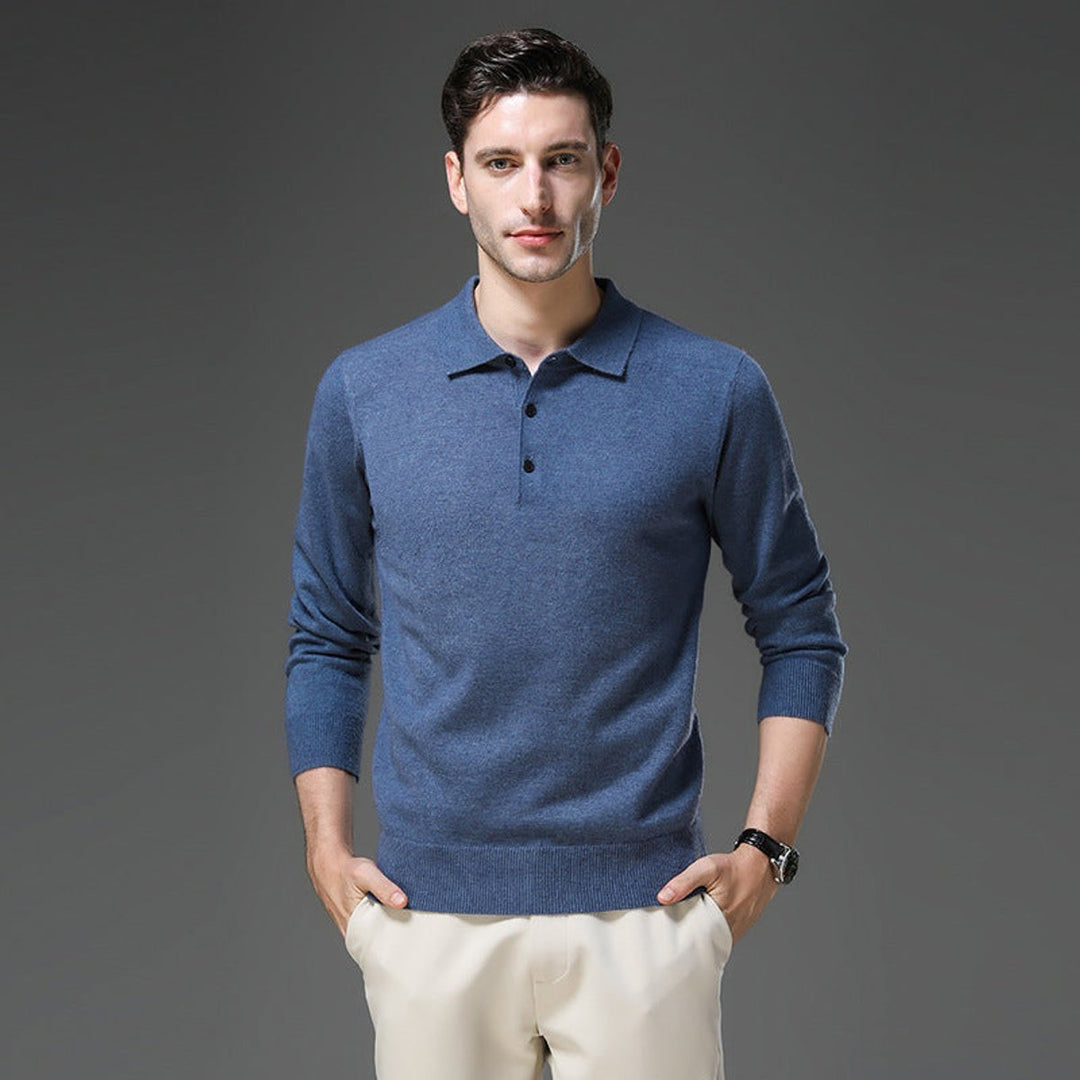 George | Men's Cashmere Blend Knitted Polo Jumper Long Sleeve
