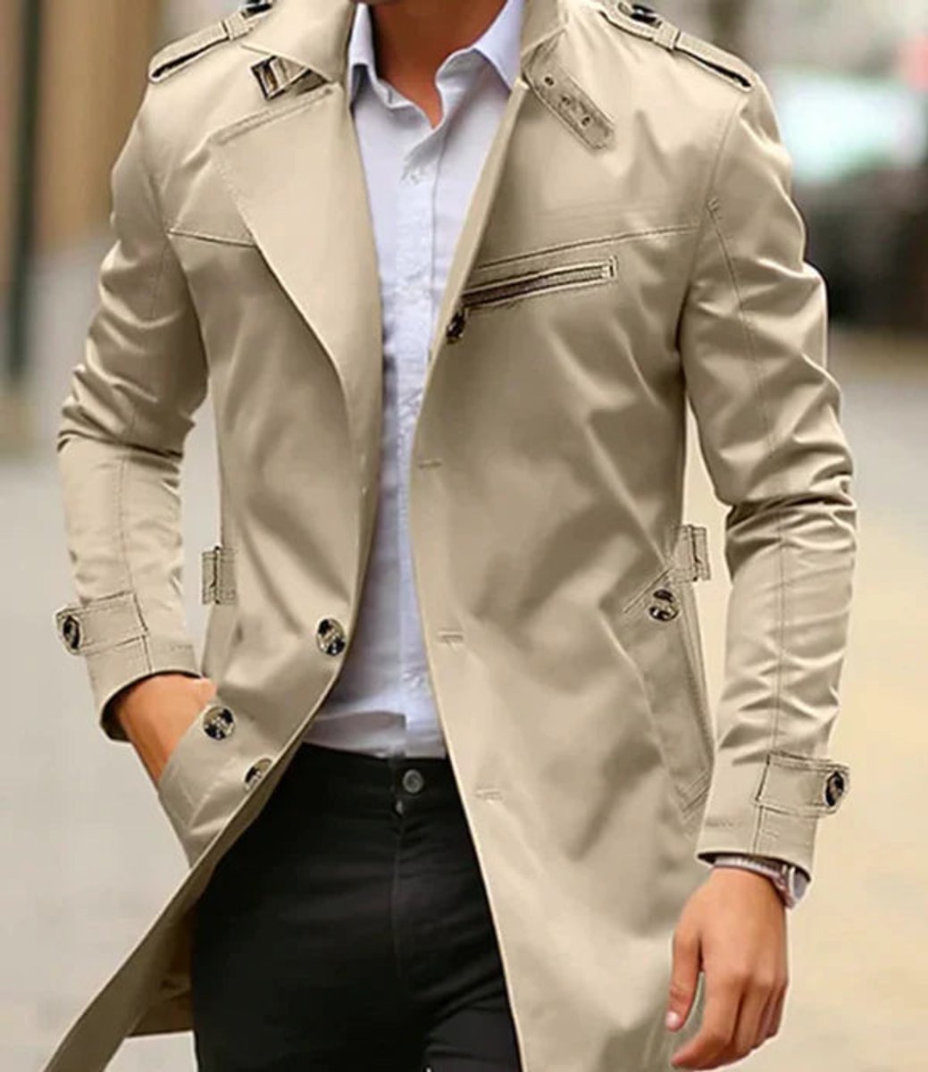 Harry | Mens Classic Shoulder-Strap Single-Breasted Trench Coat