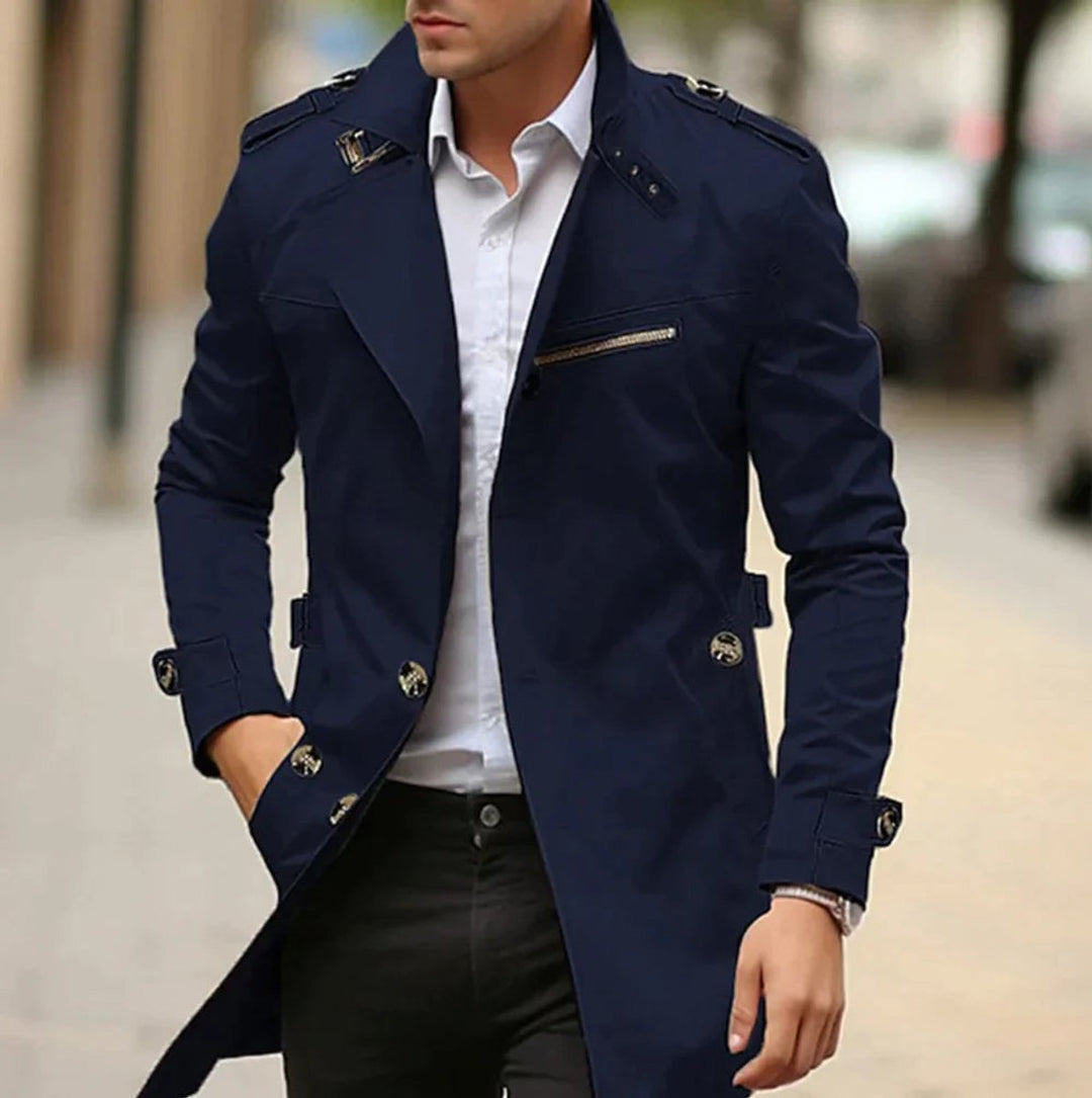 Harry | Mens Classic Shoulder-Strap Single-Breasted Trench Coat