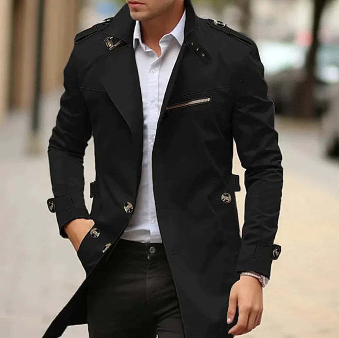 Harry | Mens Classic Shoulder-Strap Single-Breasted Trench Coat