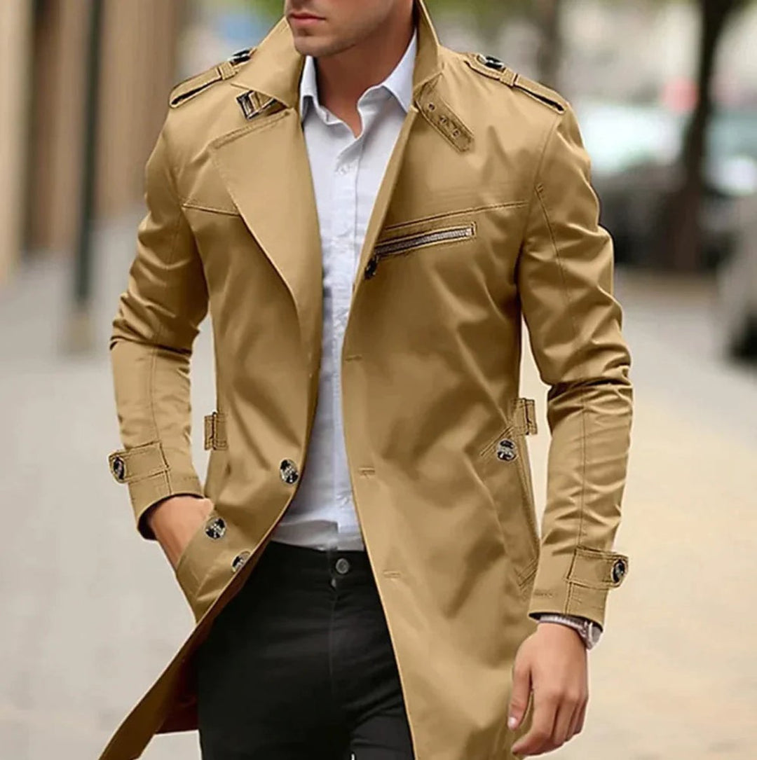 Harry | Mens Classic Shoulder-Strap Single-Breasted Trench Coat