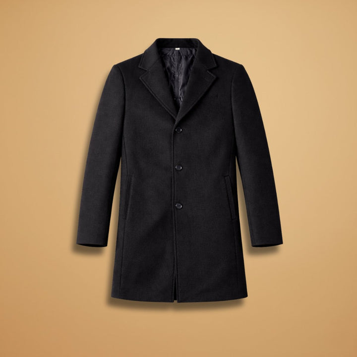Leo | Men's Classic Tailored Wool-Blend Overcoat Button-Front Mens Jacket