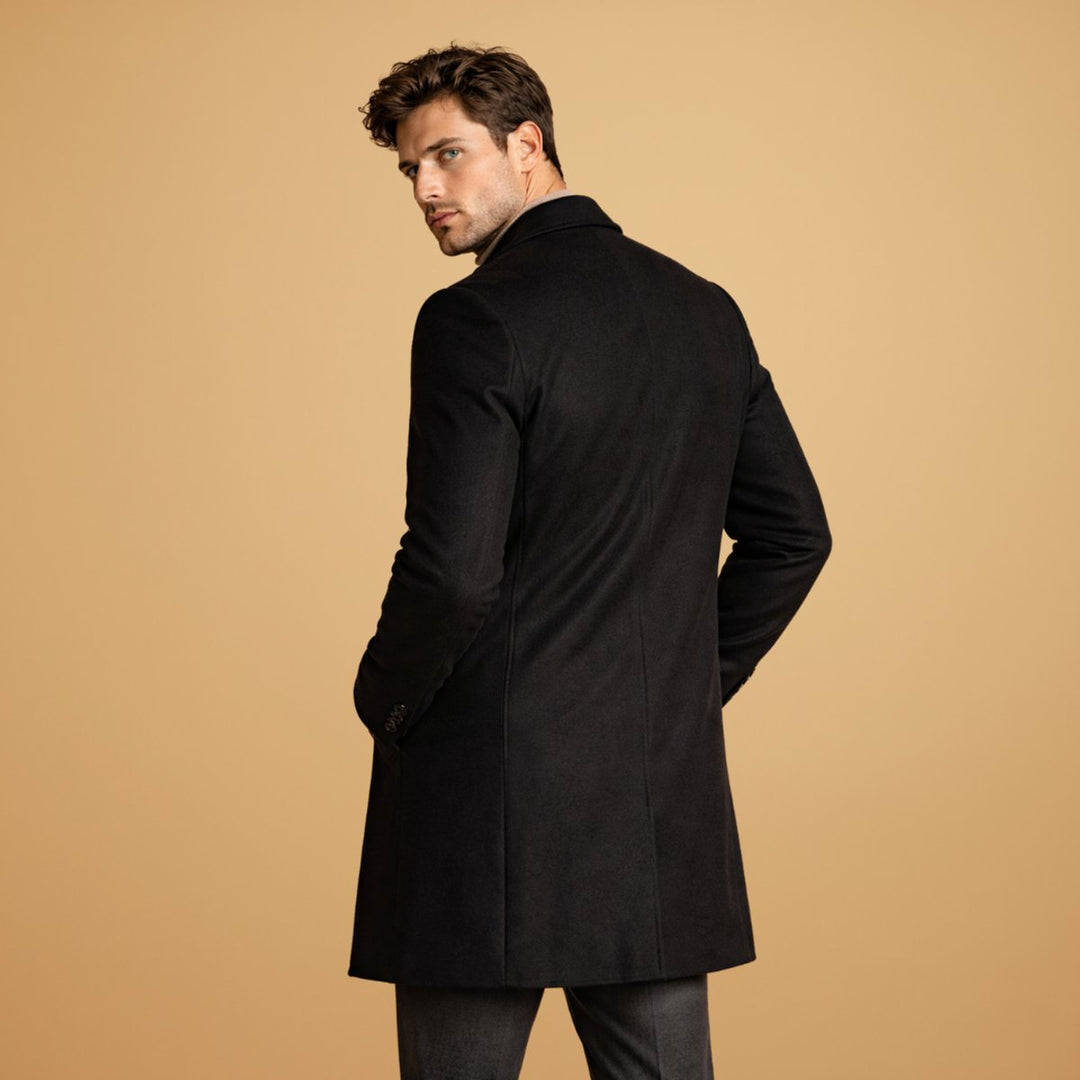 Leo | Men's Classic Tailored Wool-Blend Overcoat Button-Front Mens Jacket