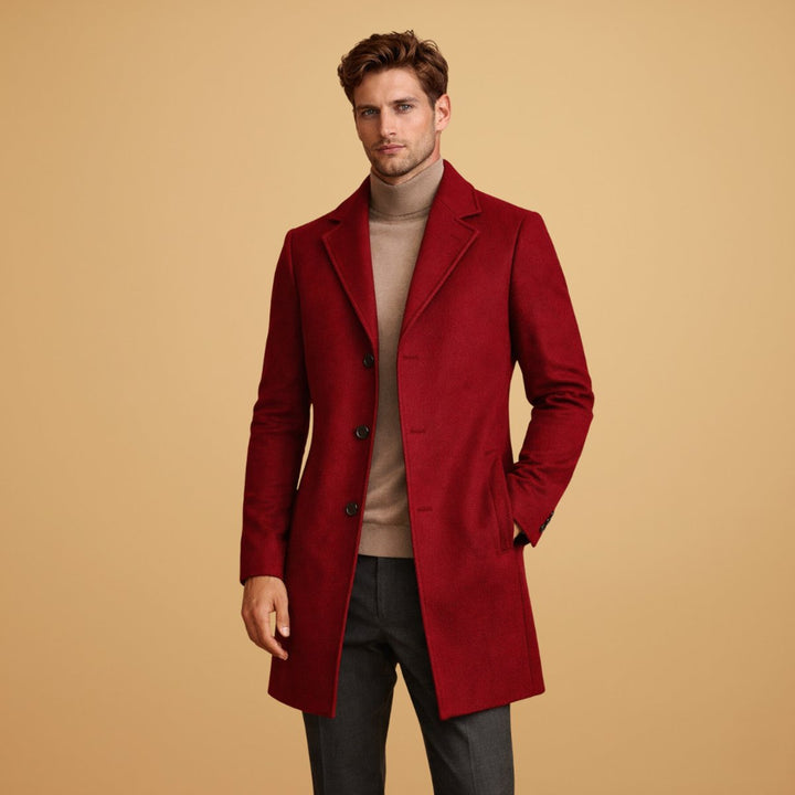 Leo | Men's Classic Tailored Wool-Blend Overcoat Button-Front Mens Jacket