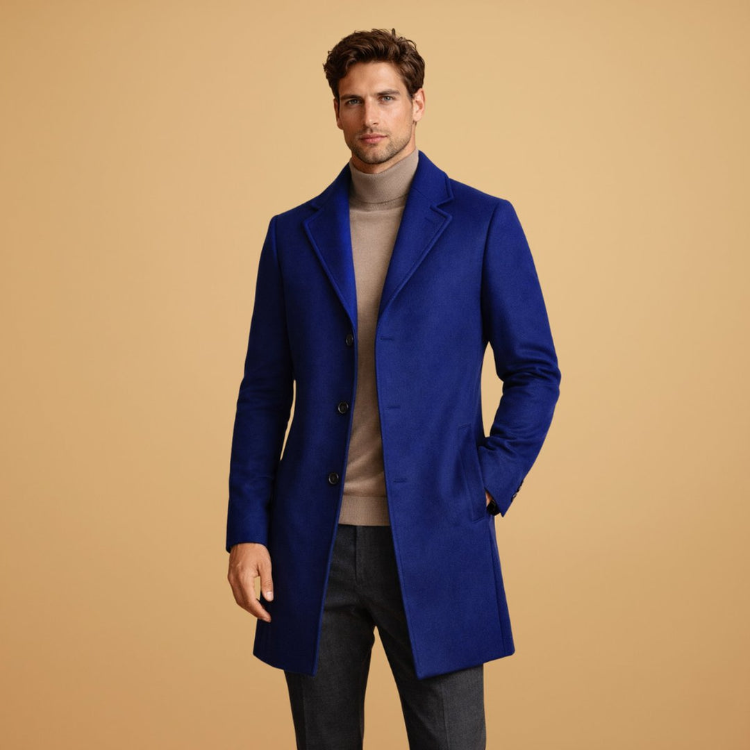 Leo | Men's Classic Tailored Wool-Blend Overcoat Button-Front Mens Jacket