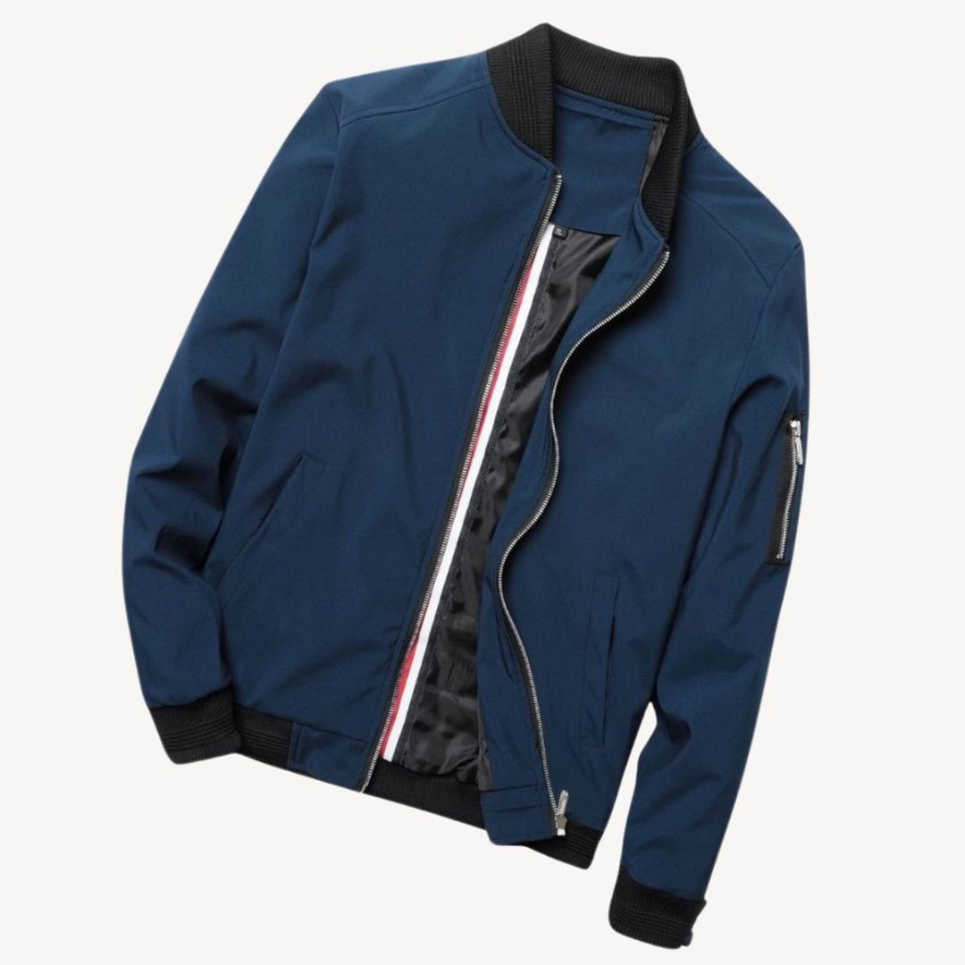 Henry | Men's Classic Zip-Up Bomber Jacket Ribbed Collar Outerwear