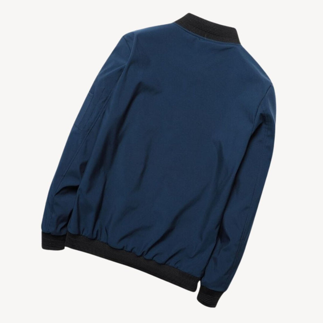 Henry | Men's Classic Zip-Up Bomber Jacket Ribbed Collar Outerwear