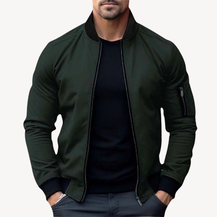 Henry | Men's Classic Zip-Up Bomber Jacket Ribbed Collar Outerwear
