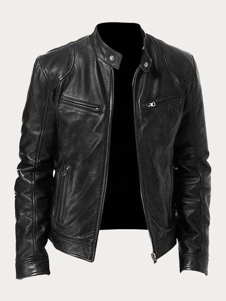 Muhammad | Men's Classic Zip-Up Faux Leather Biker Jacket
