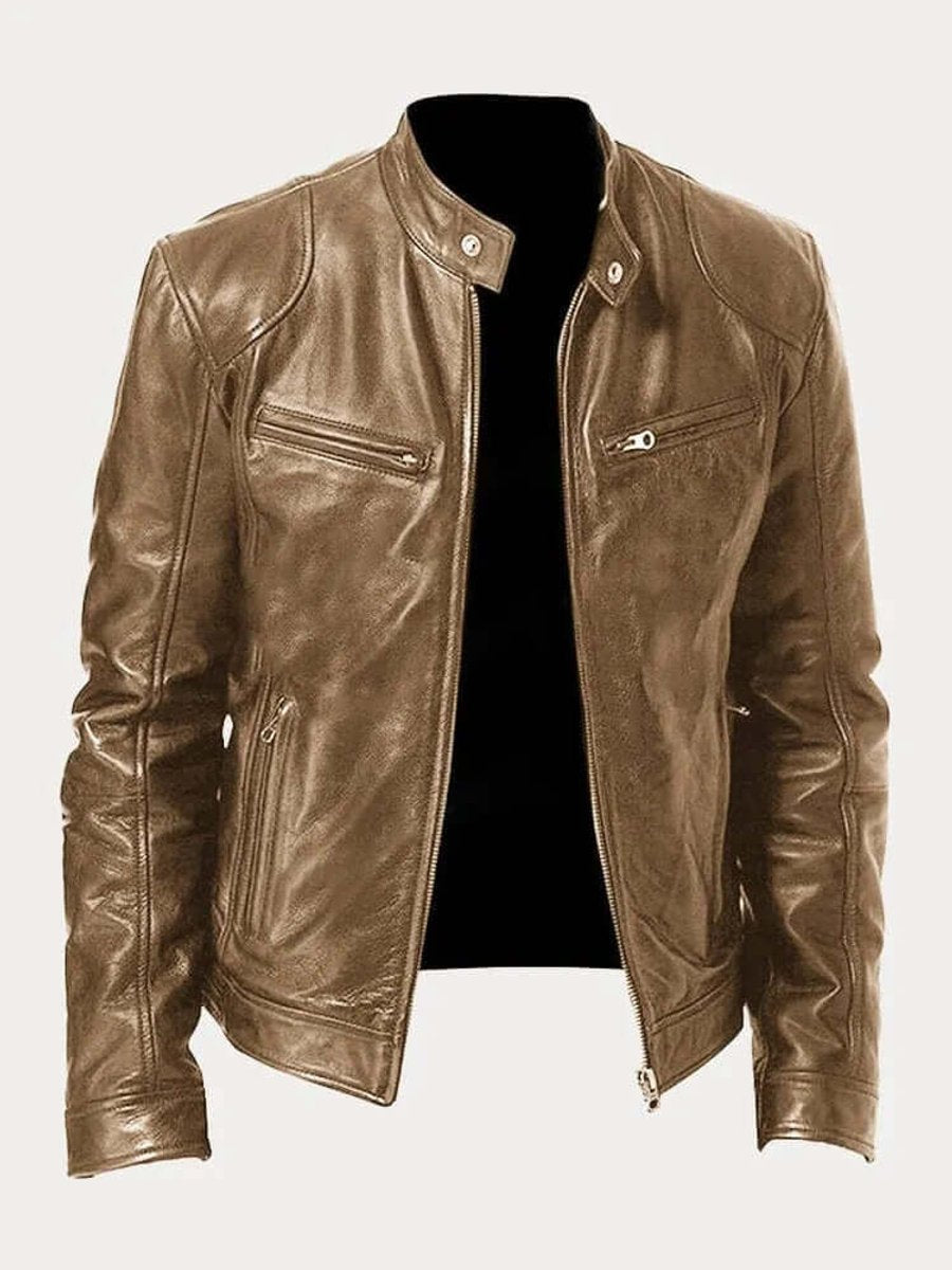 Muhammad | Men's Classic Zip-Up Faux Leather Biker Jacket