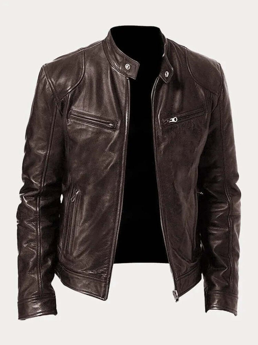 Muhammad | Men's Classic Zip-Up Faux Leather Biker Jacket