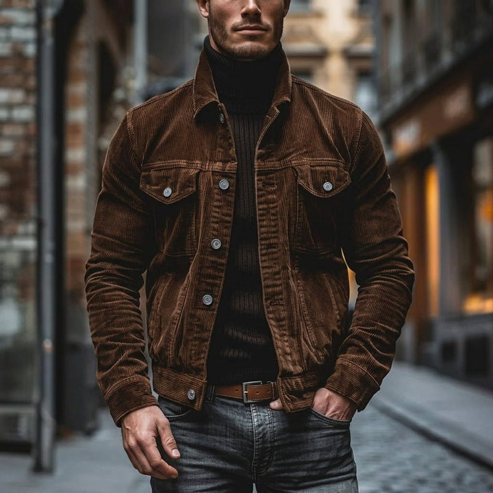 Theo | Men's Corduroy Bomber Jacket Single-Breasted Overshirt