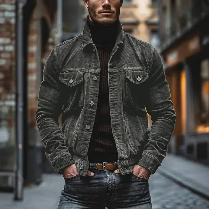 Theo | Men's Corduroy Bomber Jacket Single-Breasted Overshirt